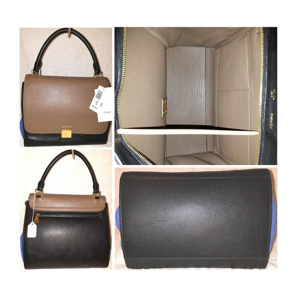 NWT EXTRA LARGE CELINE TRAPEZE TRICOLOR CROSSBODY/SATCHEL/SHOULDER HANDBAG - Picture 4 of 7